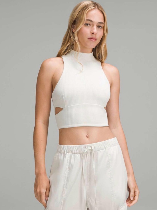 lululemon athletica Tops - Lululemon Ribbed Softstreme Mockneck Cropped Tank Top Bone Women’s Small